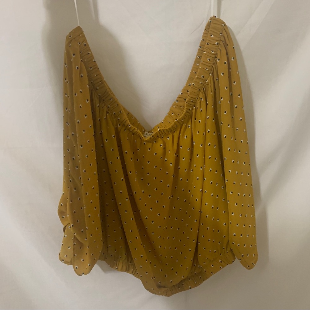 yellow off shoulder blouse